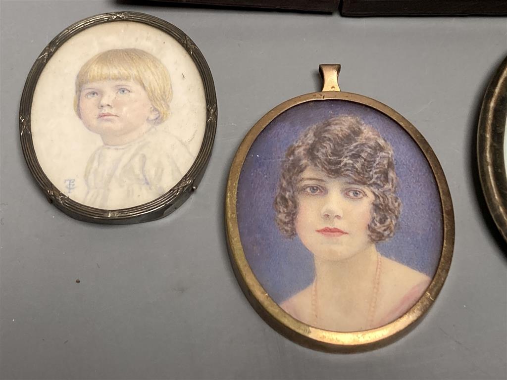 Phyllis Cooper (1895-1988), a collection of miniature portraits, circa 1920, 7.5 x 6.5cm and smaller